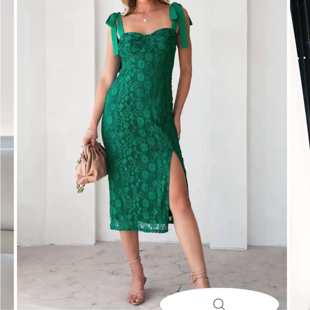 Endless Love Story Lace Midi Dress in Green Size Medium
